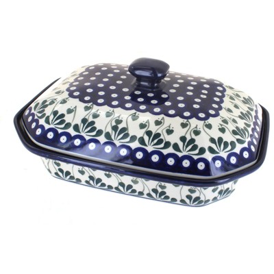 Blue Rose Polish Pottery Alyce Large Covered Baking Dish