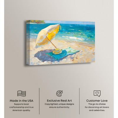 Morning Beach View Colorful Coastal Canvas Wall Art, 24" x 16"