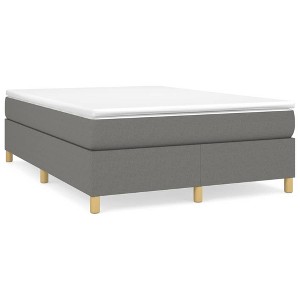 vidaXL Queen Box Spring Bed Frame-Dark Gray-Modern Fabric Double Bed-Plywood and Engineered Wood Construction - 1 of 4