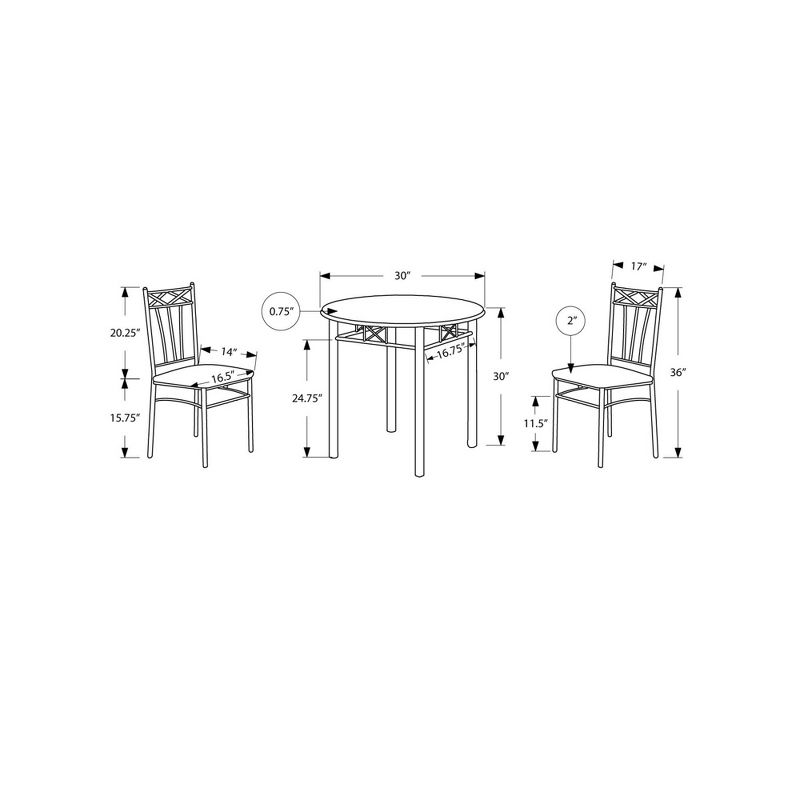 Dining Table Set - Cappuccino/Silver (Set of 3) - EveryRoom, 5 of 7
