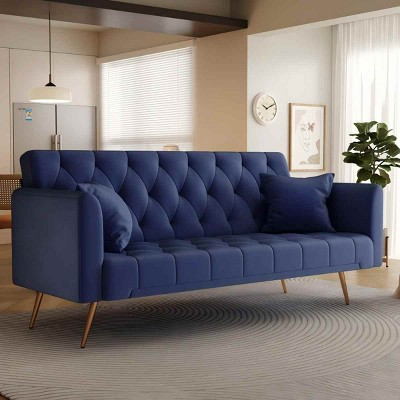 71" Velvet Convertible Sofa Bed,Retro Modern Tufted Loveseat with Adjustable Backrest for Small Living Room,Bedroom-Baofuwish