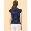 INSPIRE CHIC Women's Polka Dots Tie V Neck Flutter Cap Sleeve Blouse - 4 of 4