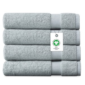 Delara 100% Organic Cotton Soft, Quick Dry & Ultra-Absorbent 30"x58", Bath Towels(Pack of 4) - 1 of 4