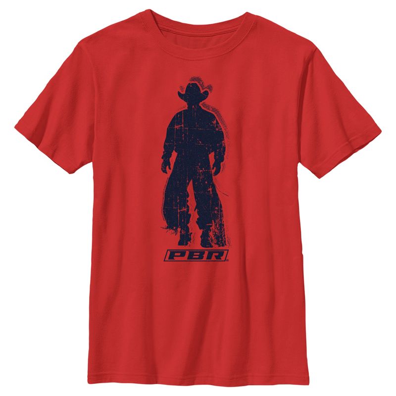 Boy's Professional Bull Riders Distressed Cowboy Silhouette T-Shirt, 1 of 5