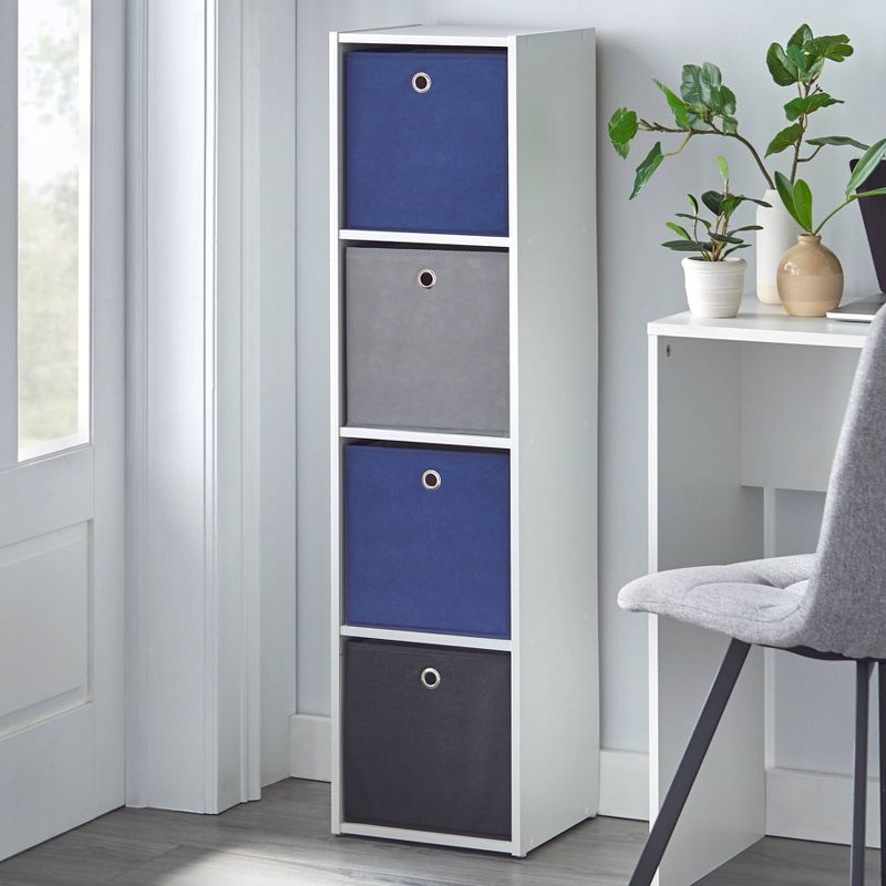 4.25" Utility Bookcase Tower with 4 Fabric Bins - Buylateral, 3 of 6