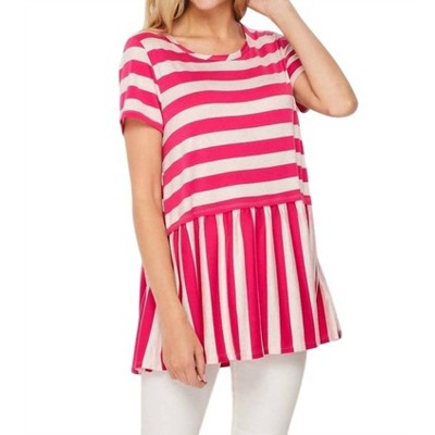 Women's Stripe Babydoll Top -PLUS - honeyme