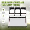 Acekool Folding Chair Rack Cart with Adjustable Height, PVC Locking Wheels, Cover Included, Heavy Duty Metal Frame, Holds up to 42 Chairs - 2 of 4