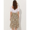 INSPIRE CHIC Women's Chiffon Elastic Waist Ruffle Tiered Flowy Midi Floral Printed Skirts - 4 of 4
