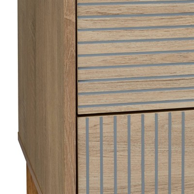 Merk Light Brown Wood 2-Drawer Nightstand