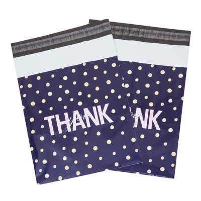 Stockroom Plus 100 Pack Self-Adhesive Thank You Poly Mailer Bags for Shipping, Navy Blue, 10x13 In
