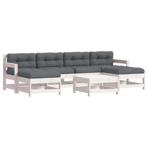 vidaXL Patio Lounge Set with Cushions Outdoor Furniture Set 7 Piece Solid Wood - White Pine - 1 of 4
