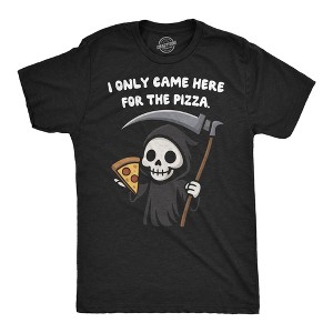 Mens Funny T Shirt I Only Came Here For The Pizza Sarcastic Reaper Graphic Novelty Tee For Men - Crazy Dog Men's T Shirt Black 4XL - 1 of 4