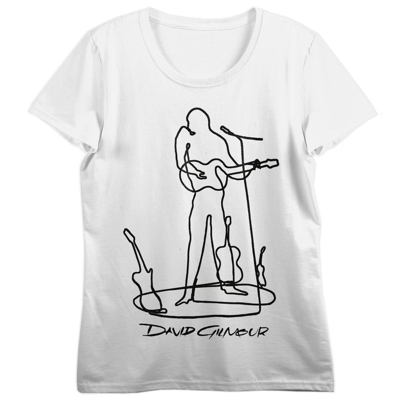 David Gilmour Guitar Player Line Art Crew Neck Short Sleeve White Women's T-shirt, 1 of 3
