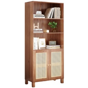 Infurnic Decorative Bookshelf, Tall Modern Wood Bookshelf with Five Shelves, for Living Room or Library Bookcase, Brown, 14.6"*29.9"*70.9" - 1 of 4