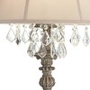 Barnes and Ivy Duval Traditional Table Lamp 34" Tall Distressed Antique White Candlestick Crystal Beige Fabric Bell Shade for Bedroom Living Room Home - 3 of 4