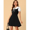 INSPIRE CHIC Women's Bowtie Neck Contrast Color A-Line Doll Collar Dress - 2 of 4