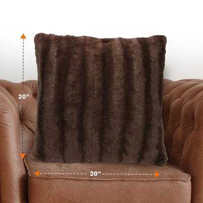 Chocolate Faux Fur 20" x 20" Throw Pillow Cover