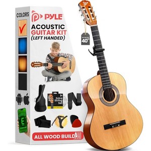 Pyle 39" Classical Acoustic Guitar - 6-String with Nylon Strings, Left-Handed, Accessory Kit Included - Natural PGACMS90LFT - 1 of 4