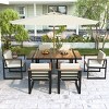7 Piece Outdoor Patio Dining Set,Patio Dining Table and 6 Chairs Set,Modern Garden Dining Furniture Set with Cushions,Umbrella Hole-Coolbibila - 2 of 4