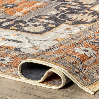 Transitional Easy-Care Beige Cotton Blend 8' x 10' Area Rug