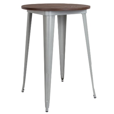 Flash Furniture 30" Round Metal Indoor Bar Height Table with Rustic Wood Top