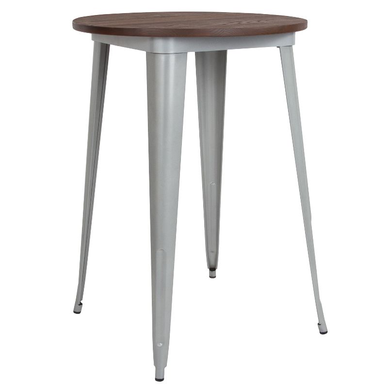 Emma and Oliver 30" Round Wood/Metal Indoor Bar Height Table, 1 of 3
