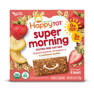 Happy Tot Organics Super Morning Gluten Free Oat Bar Organic Bananas, Strawberries & Sunflower Butter 5-0.88oz Bars - 1 of 4