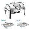 9QT Roll Top Chafing Dish Buffet Set, Stainless Steel Commercial Food Warmer, Rectangle Buffet Server with 2*1/2 Pans, Soft Close Lid & Fuel Holder - 2 of 4