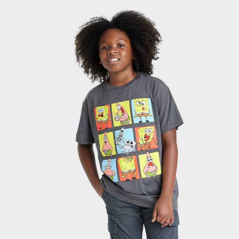 Boys' SpongeBob SquarePants Short Sleeve Graphic T-Shirt - Gray, 1 of 4