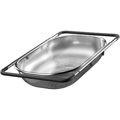 Over the Sink Colander - Strainers and Colanders -Expandable Fine Mesh Strainer with Rubber Grip for Veggie, Fruits, Pasta,