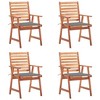 vidaXL Patio Dining Chairs - Solid Acacia Wood Outdoor Furniture Set with Grey Cushions - Weather-Resistant, Easy to Clean - 2 of 4
