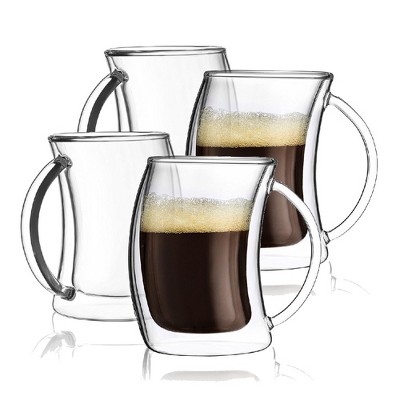 JoyJolt Caleo Collection Double Wall - Set of 4 - Insulated Glasses Espresso Cups - 2-Ounces