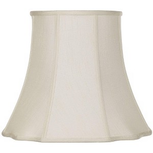 Imperial Shade Creme Medium Bell Cut Corner Lamp Shade 10" Top x 16" Bottom x 14" Slant x 13.5" High (Spider) Replacement with Harp and Finial - 1 of 4