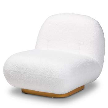Paiva Boucle Upholstered and Brushed Accent Chair White/Gold - Baxton Studio