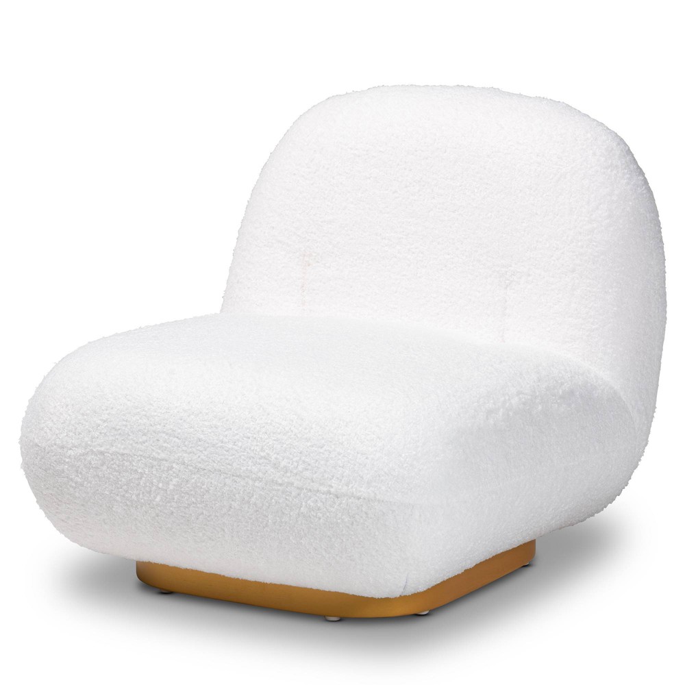Photos - Chair Paiva Boucle Upholstered and Brushed Accent  White/Gold - Baxton Stud