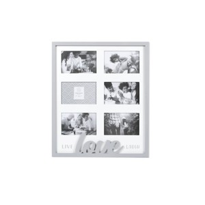 15" x 18" Six Opening Live Laugh Love Raised Word Collage Photo Display Gray - New View - 1 of 3