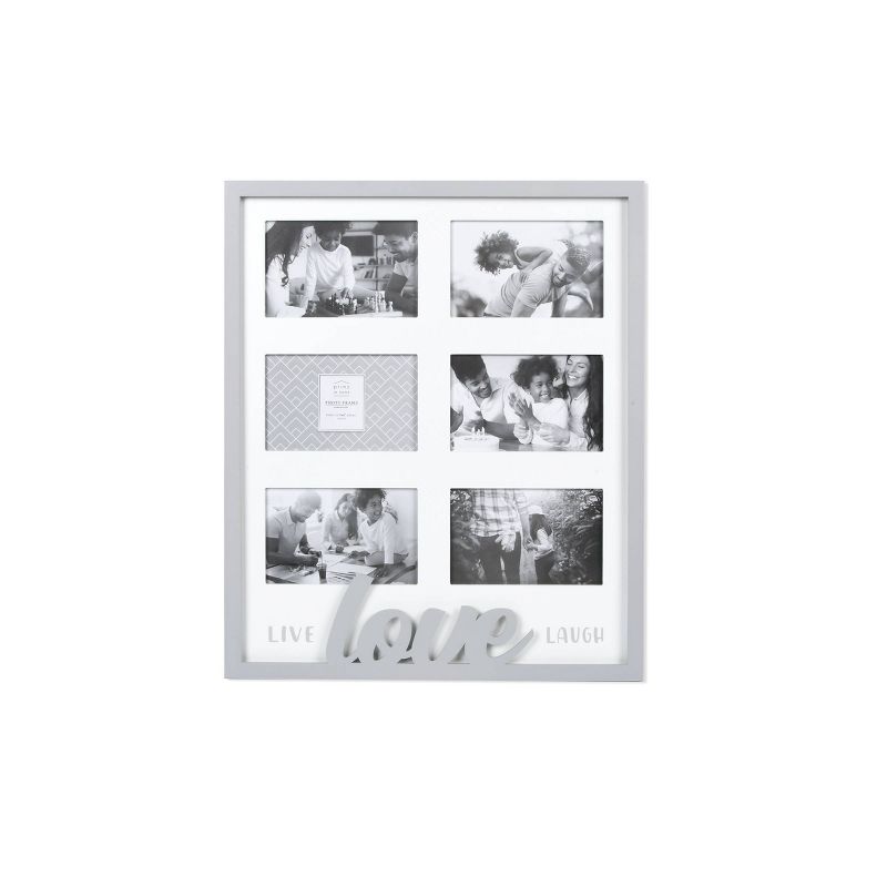 15&#34; x 18&#34; Six Opening Live Laugh Love Raised Word Collage Photo Display Gray - New View, 1 of 5