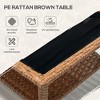 Rattan Side Table, Outdoor End Table with Storage Shelf, Aluminum Frame Square, Coffee Table with Tempered Glass Top, Sand - 3 of 4