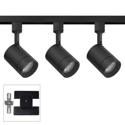 Pro Track 3-Head 12 Watt LED Ceiling Track Light Fixture Kit Floating Canopy Spot Light Dimmable Adjustable Black Modern Kitchen Bathroom 44" Wide