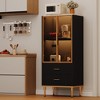 Pantry Cabinet, Freestanding Kitchen Storage Cabinet with Glass Door and 2 Drawers, Modern Kitchen Cupboard with 2 Storage Shelves - 4 of 4