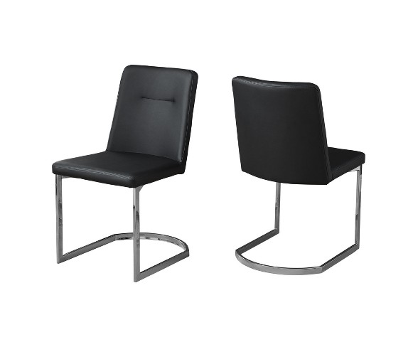 Dining Chair - Black Leather & Chrome - EveryRoom