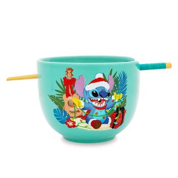 Silver Buffalo Disney Lilo & Stitch Holiday 20-Ounce Ceramic Ramen Bowl and Chopstick Set