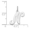 Black Bow Jewelry Sterling Silver, Sophia Collection, Small Script Initial N Pendant - 4 of 4