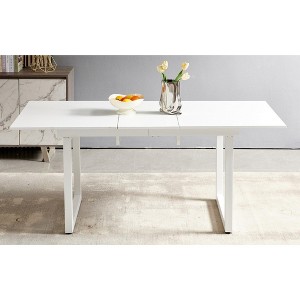 70.86" x 31.5" x 29.5" Square Extendable Dining Table with metal leg, Modern Space Saving Kitchen Table for Living Room - 1 of 4