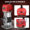 SILVEL Wood Router Handheld Compact Edge Trimmer 800W 3500 RPM Red with 15 pcs 1/4″ Milling Bit Set Edge Guide Roller Guide Portable Tool Box - 2 of 3