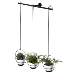 Gardenised Decorative Metal Hanging Planter with Tree Pots for Flowers, White and Black