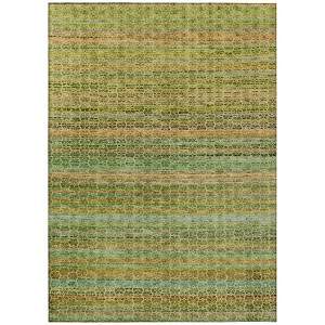 HomeRoots 9' X 12' Green Copper And Teal Blue Striped Washable Indoor Outdoor Area Rug - 1 of 4