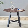 42'' Modern Round Kitchen Table,Dining Table with Texture Tabletop and Stainless Steel Metal Legs,MDF Coffee Table for Home,Office-Coolbibila - 2 of 4
