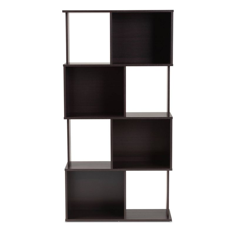 61.42&#34; Riva Geometric Wood Bookshelf Dark Brown - Baxton Studio, 3 of 8