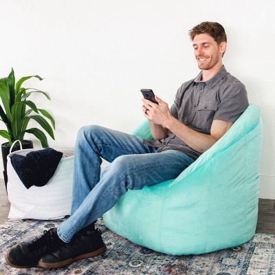 Mint Plush Vinyl Bean Bag Chair with Removable Cover